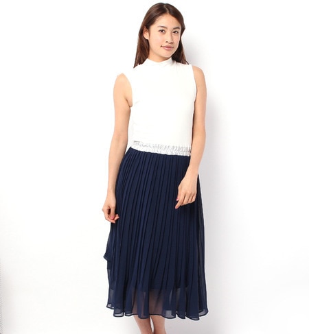 LOP-15131 SLV-LESS PLEATED DRESS