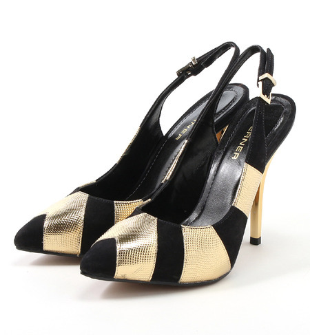 【ローズ バッド/ROSE BUD】 (WERNER) 0-78016 BI-COLOR BLACK STRAP PIN HEEL PUMPS [送料無料]