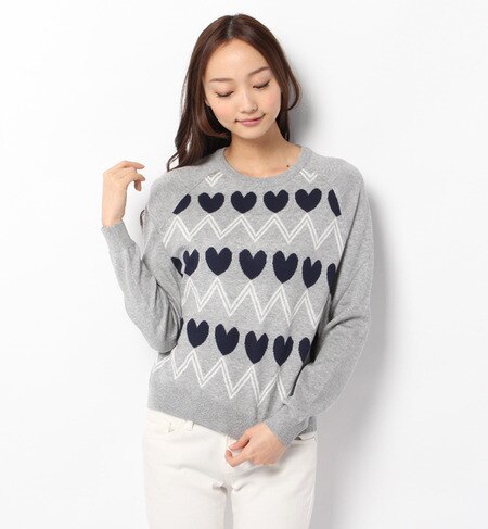 【ローズ バッド/ROSE BUD】 (SUGARHILL BOUTIQUE)ST15K3A HEART ZIG ZAG CROPPED SWEATER [送料無料]