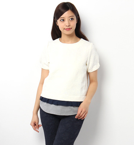 LBL-15130 HALF SLV. LAYERED BLOUSE