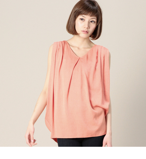 【店頭人気】LBL-15102 V/N SLV-LESS TUCKED BLOUSE