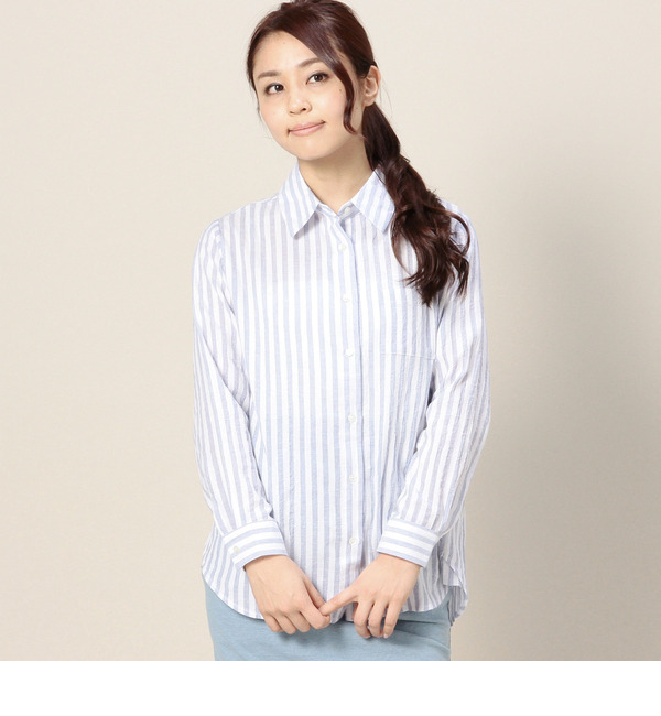 【ローズ バッド/ROSE BUD】 R50561-11TV STRIPE GAUZE SHIRT [送料無料]