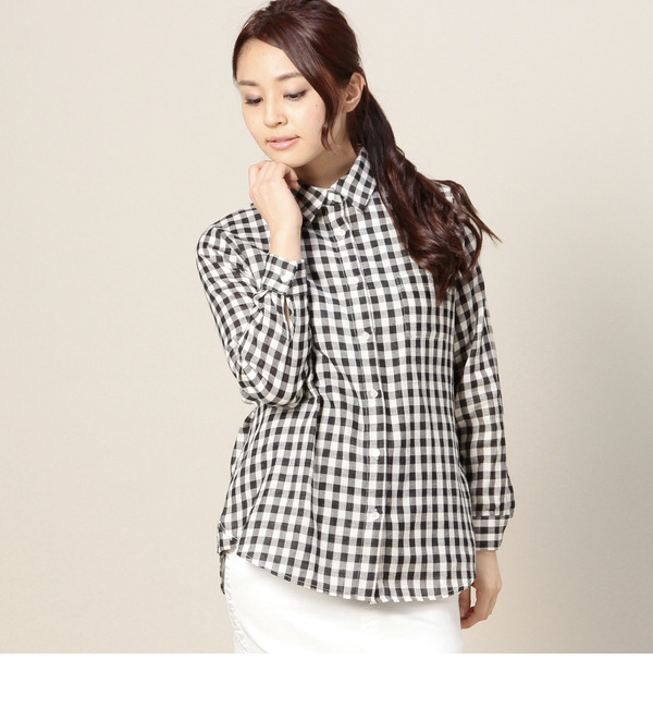 【ローズ バッド/ROSE BUD】 R50562-11TV GINGHAM GAUZE SHIRT [送料無料]