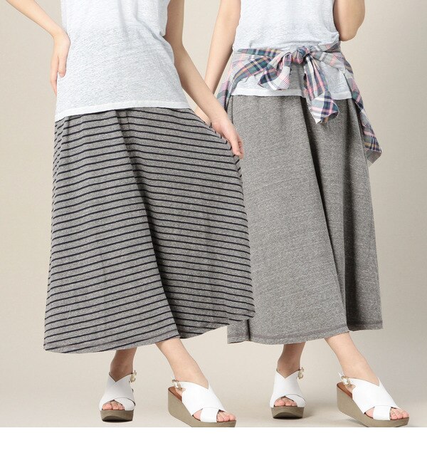 【ローズ バッド/ROSE BUD】 BW3306 D/J STRIPE REVERSIBLE MAXI SKIRT [送料無料]