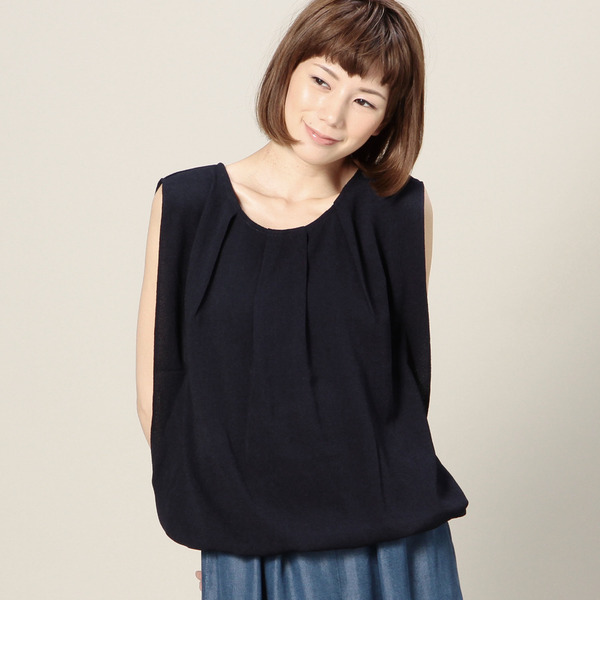 【ローズ バッド/ROSE BUD】 LBL-15108 W/ELASTIC SLV.LESS TUCK BLOUSE [送料無料]