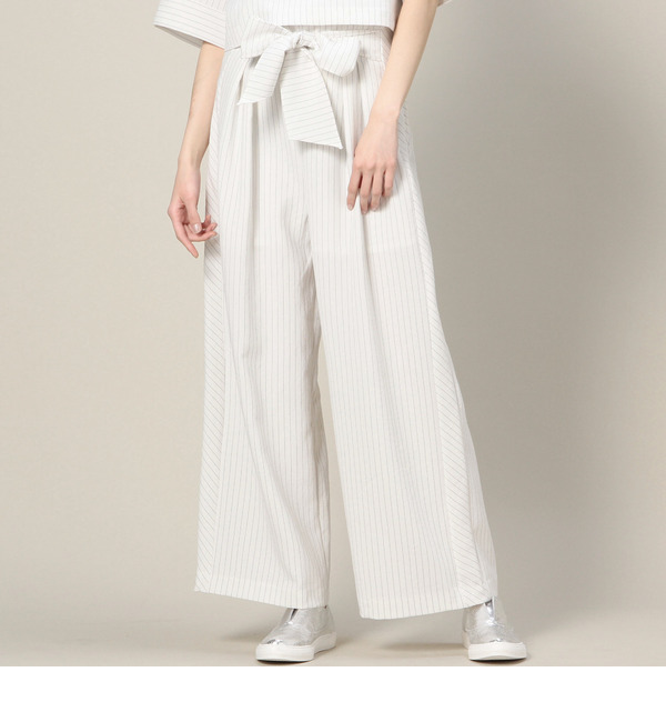 【店頭人気】LPT-15116 W/RIBBON WIDE LEG PANTS