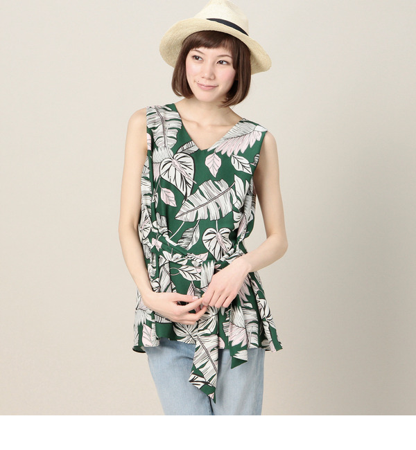 リーフプリントフロントタイチュニック