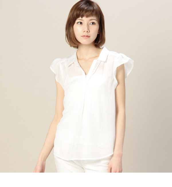 LBL-15109 OPEN/C FRILL/S BLOUSE