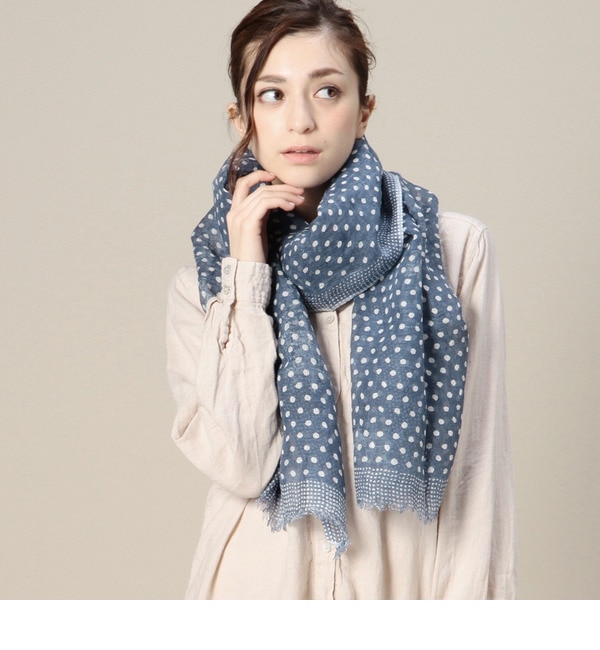 【ローズ バッド/ROSE BUD】 #19105 DOT LINEN SCARF [3000円(税込)以上で送料無料]