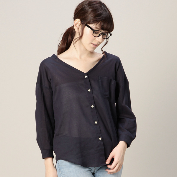 LSH-15115 DOUBLE V/N BACK TUCKED SHIRT