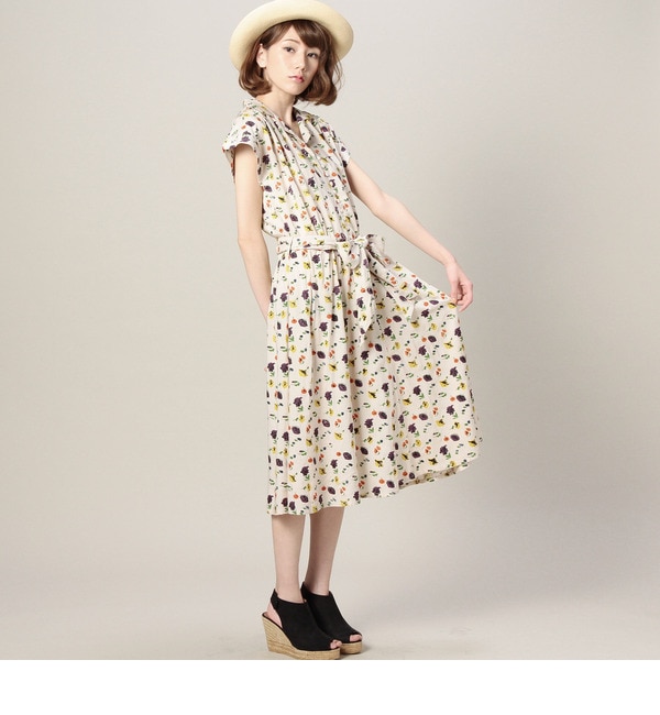 【店頭人気】(HLAADA FOR ROSE BUD)15-803071 VINTAGE FLWR PRNT TIE BELT DRESS