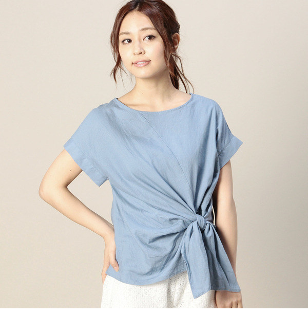 S-LBL-15104 FRONT TIE S/S BLOUSE