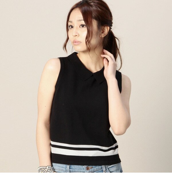 LK-15153 POLO/C SLV-LESS TOP