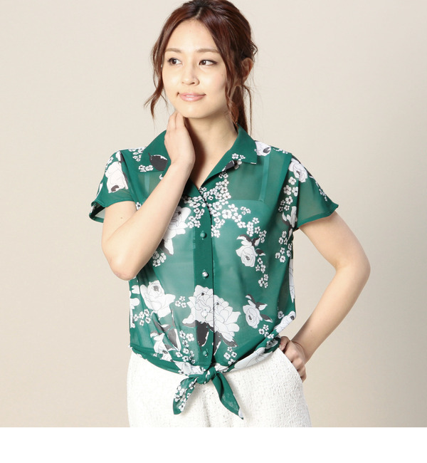 【ローズ バッド/ROSE BUD】 LSH-15114 OPEN/C FRONT TIE SHIRT [送料無料]