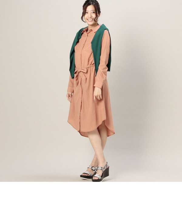 【ローズ バッド/ROSE BUD】 LOP-15135 LONG SHIRT DRESS W/RIBBON [送料無料]