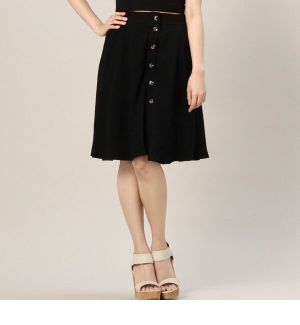 【ローズ バッド/ROSE BUD】 (LINE & DOT)LS5158A BUTTON FRONT CIRCULAR SKIRT [送料無料]