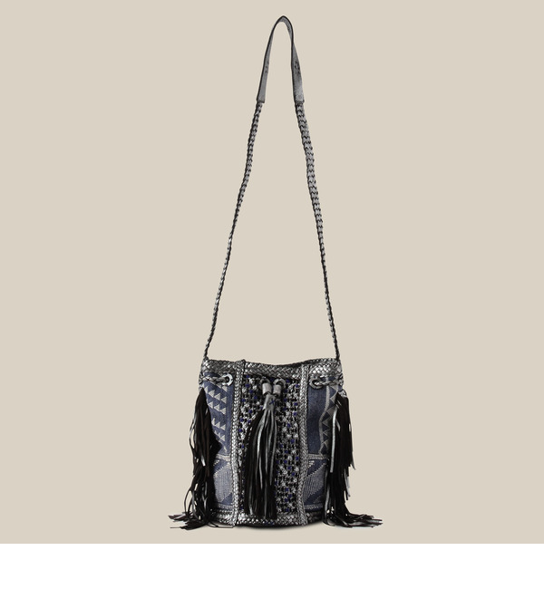 (EN SHALLA)ENSBAG1136 FRINGE/ BEADS SML SHOULDER BAG