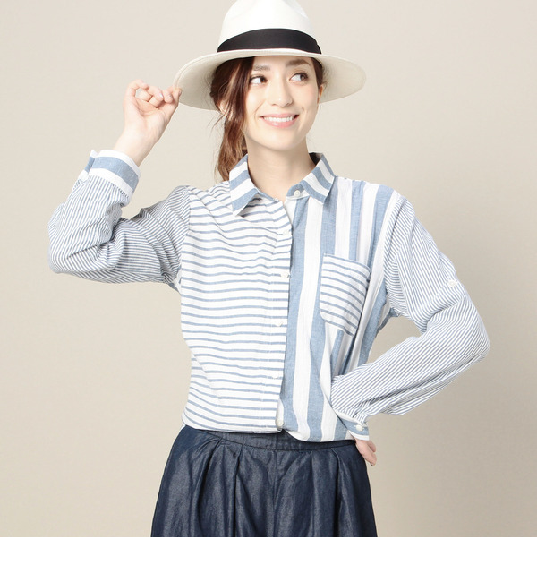 【ローズ バッド/ROSE BUD】 (P.P)R1151-569KK STRIPE CRAZY SHIRT [送料無料]