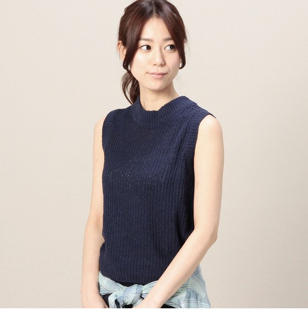 【店頭人気】LK-15171 HI-NECK SLV-LESS CROPPED TOP