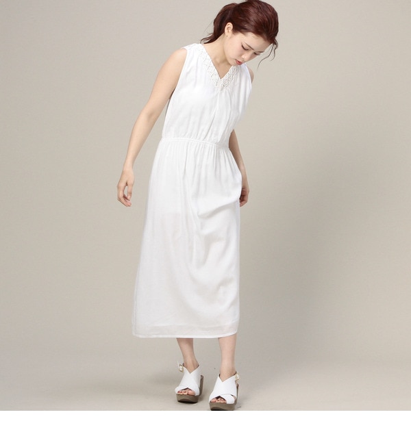 【店頭人気】AWH-D-15696 RAYON SLEEVELESS LONG DRESS