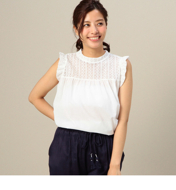 【店頭人気】(P.P)R1151-575KK LACE COMBI BLOUSE