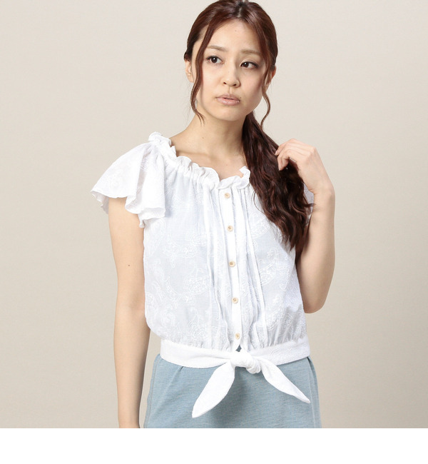 LBL-15138 OFF SHOULDER FRONT TIE BLOUSE