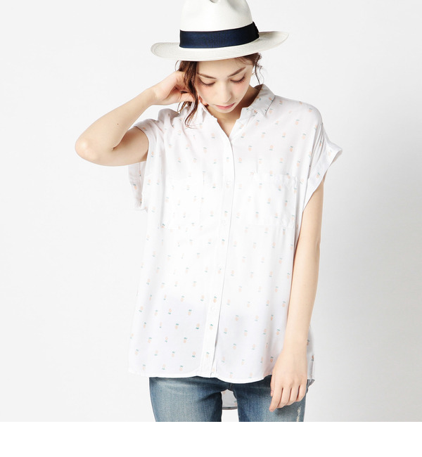 (RAILS)RW45725 BRITT PRINT ROLL SLV SHIRT