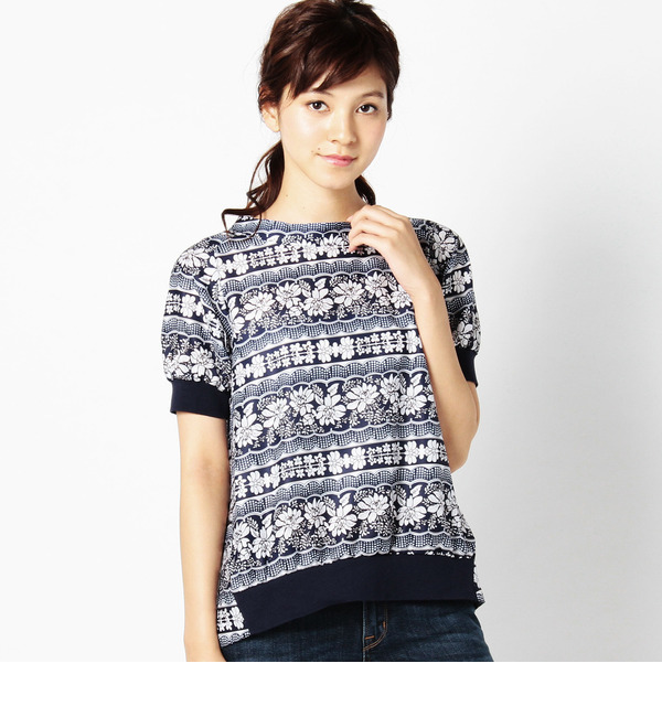 【ローズ バッド/ROSE BUD】 S-LBL-15116 CREW/N S/S RIB BLOUSE [送料無料]