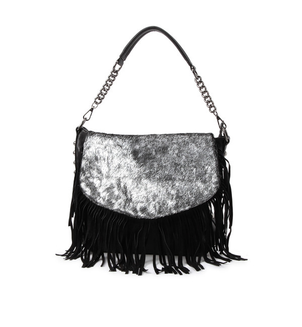 B147026 PONY/LAMB FRINGE SHOULDER BAG
