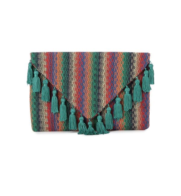 【ローズ バッド/ROSE BUD】 (LL ACCESSORIES)B1308AB JACQUARD/ FRINGE CLUTCH BAG [送料無料]