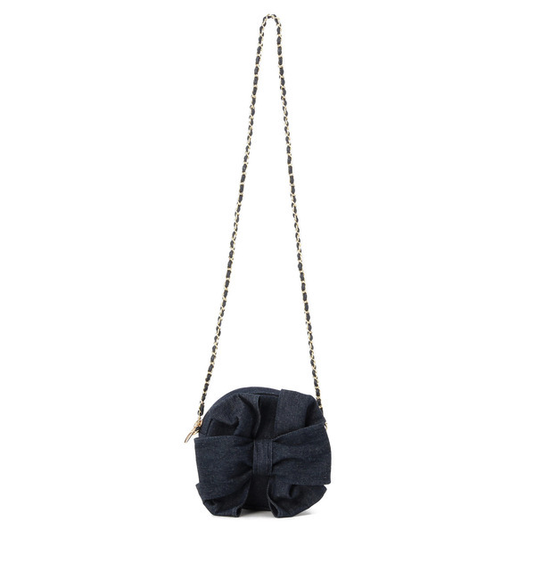 【ローズ バッド/ROSE BUD】 (LL ACCESSORIES)B1932A RIBBON FRONT DENIM ROUND POCHETTE [送料無料]