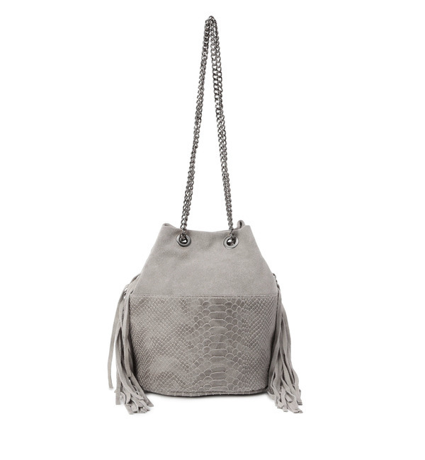 (MARCO BIANCHINI)15001 EMBOSS SUEDE SIDE FRINGE BAG