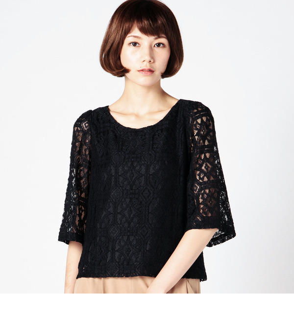 【ローズ バッド/ROSE BUD】 LBL-15209 3/4SLV ROUND/N P/O BLOUSE [送料無料]