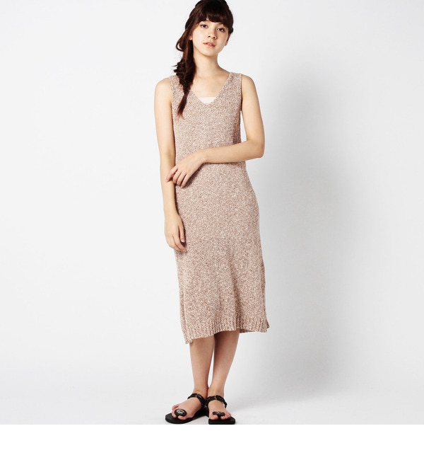 【ローズ バッド/ROSE BUD】 LK-15227 V/N SLV-LESS MIDI DRESS [送料無料]