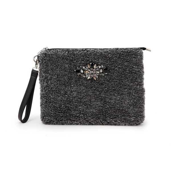 【ローズ バッド/ROSE BUD】 (LL ACCESSORIES)B1683C BIJOU FRONT BOA CLUTCH BAG [送料無料]