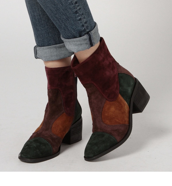 【ローズ バッド/ROSE BUD】 【カタログ掲載】(JEFFREY CAMPBELL FOR ROSE BUD)ST:9087A-C77MULTI SUED PATCHWORK SHORT BOOTS [送料無料]