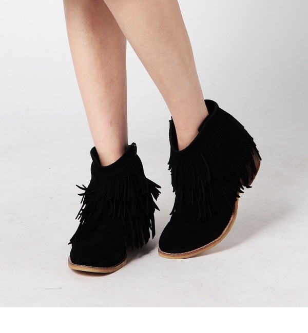 【カタログ掲載】(JEFFREY CAMPBELL FOR ROSE BUD)ST:98019-A05 SUEDE FRINGE SHORT BOOTS