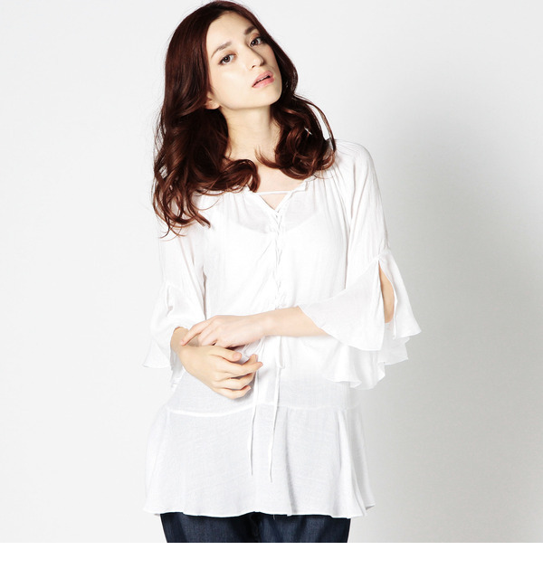 【ローズ バッド/ROSE BUD】 LBL-15205 3/4 SLV. LACE-UP TUNIC [送料無料]