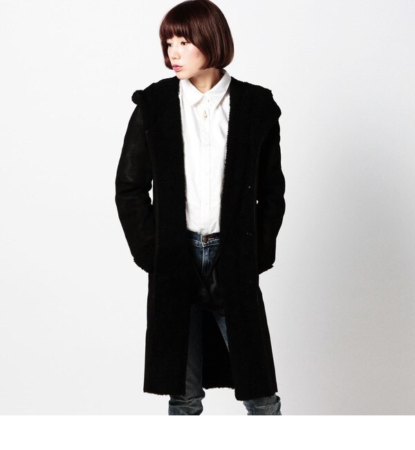 【ローズ バッド/ROSE BUD】 (VENTCOUVERT)31191 LAMB/MOUTON HOODED LONG COAT [送料無料]