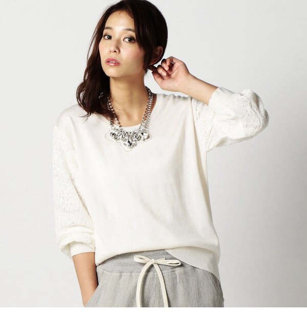 【ローズ バッド/ROSE BUD】 LK-15240 LACE/S C/N PULLOVER [送料無料]