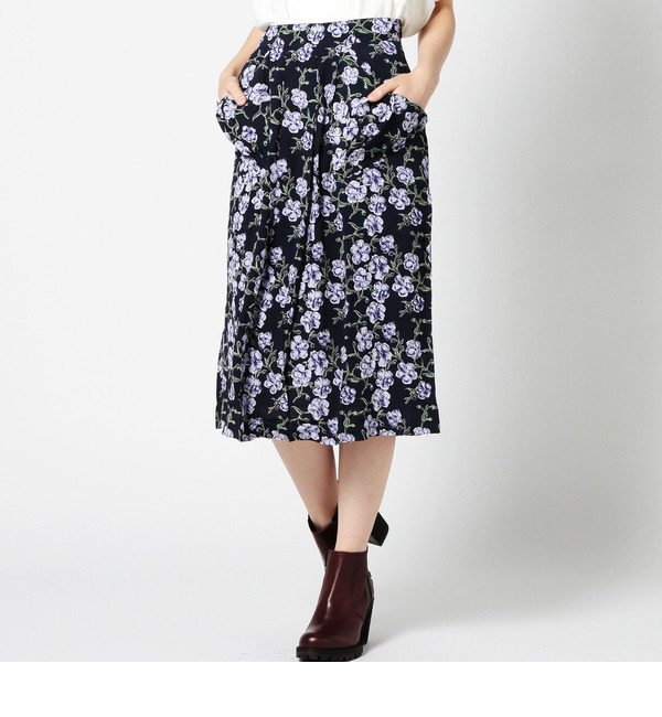 【ローズ バッド/ROSE BUD】 (NICE THINGS)WWA223 SKIRT LINEN FLOWERS [送料無料]