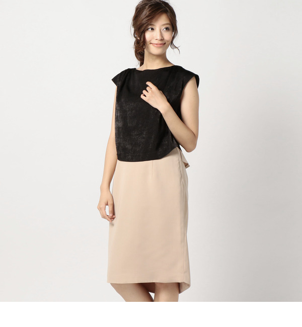 【ローズ バッド/ROSE BUD】 LOP-15225 RUFFLEED COMBI DRESS [送料無料]