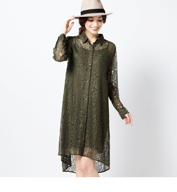【ローズ バッド/ROSE BUD】 S-LOP-15214 LACE L/S SHIRT DRESS [送料無料]