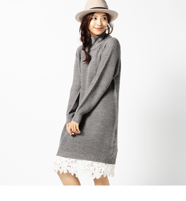 【ローズ バッド/ROSE BUD】 【ViVi掲載】LK-15277 HI/N DRESS W/LACE CAMISOLE [送料無料]