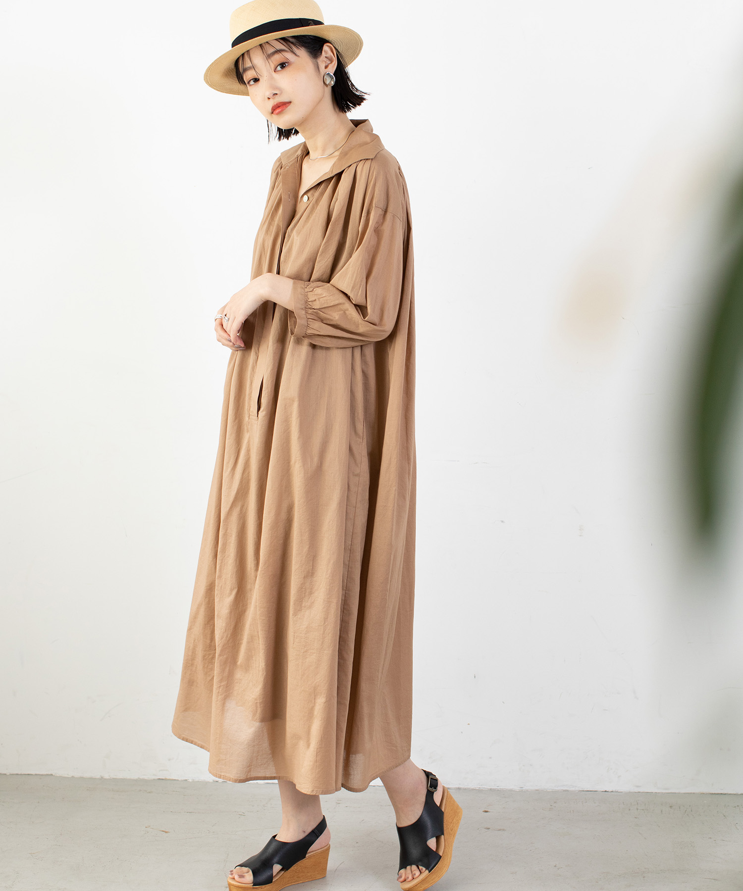 Audrey And John Wad コットンスキッパーシャツロングワンピース ウォッシャブル Landwards ランドワーズ の通販 アイルミネ
