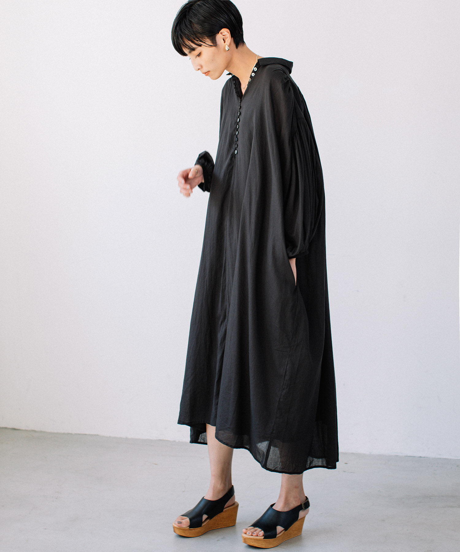 Audrey And John Wad インドコットン襟付きロングワンピース ウォッシャブル Landwards ランドワーズ の通販 アイルミネ