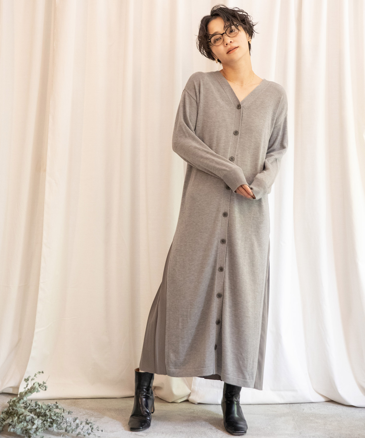 Audrey And John Wad プリーツドッキング3wayニットワンピース ロングカーディガン Web限定 Landwards ランドワーズ の通販 アイルミネ