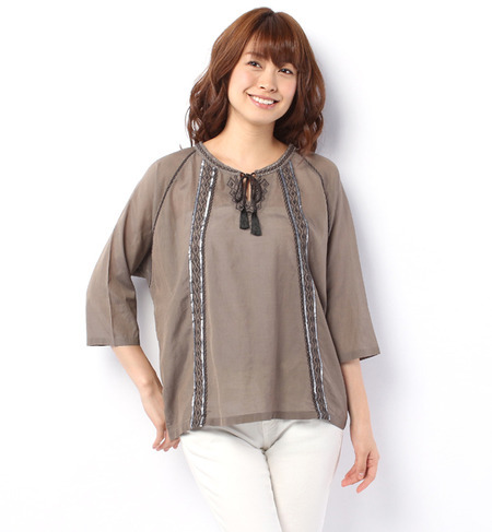 【アメリカンラグ シー/AMERICAN RAG CIE】 テリーボイルダイヤ柄刺繍ブラウス [送料無料]