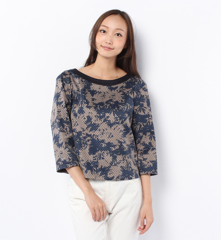 ボタニカルプリントブラウス