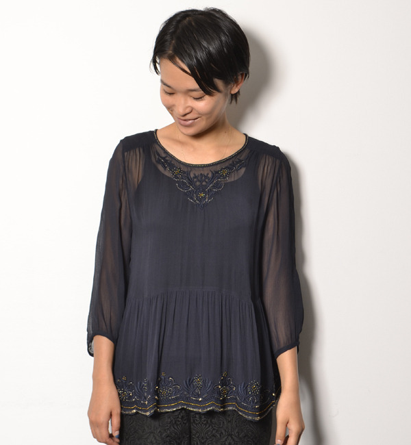 【アメリカンラグ シー/AMERICAN RAG CIE】 レーヨンジョーゼット刺繍ブラウス [送料無料]